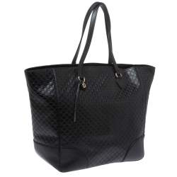 مملوكة مسبقًا Gucci Black Microguccissima Leather Bree Tote