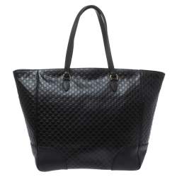 مملوكة مسبقًا Gucci Black Microguccissima Leather Bree Tote