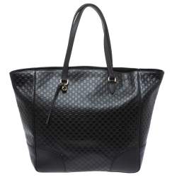 مملوكة مسبقًا Gucci Black Microguccissima Leather Bree Tote