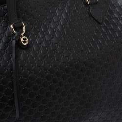 مملوكة مسبقًا Gucci Black Microguccissima Leather Bree Tote