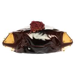 مملوكة مسبقًا Gucci Red/Black Ombre Patent Leather Medium Babouska Indy Hobo