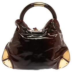 مملوكة مسبقًا Gucci Red/Black Ombre Patent Leather Medium Babouska Indy Hobo