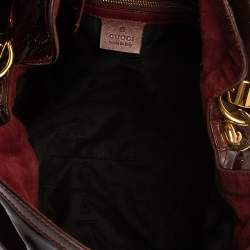 مملوكة مسبقًا Gucci Red/Black Ombre Patent Leather Medium Babouska Indy Hobo