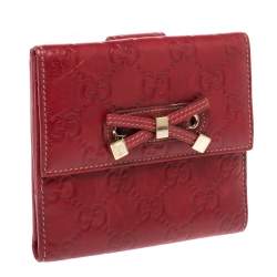 مملوكة مسبقًا Gucci Red Guccissima Leather Princy Compact Wallet