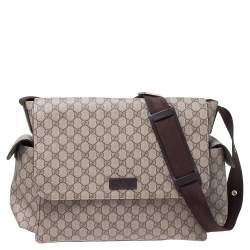 Pre Owned Gucci Beige GG Supreme Canvas Diaper Messenger Bag