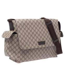 Pre Owned Gucci Beige GG Supreme Canvas Diaper Messenger Bag