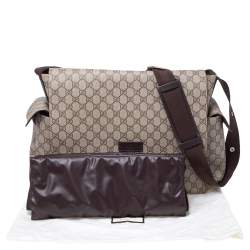Pre Owned Gucci Beige GG Supreme Canvas Diaper Messenger Bag