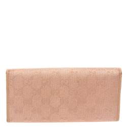 Gucci Beige/Pink Shimmer GG Canvas Lovely Heart Continental Wallet