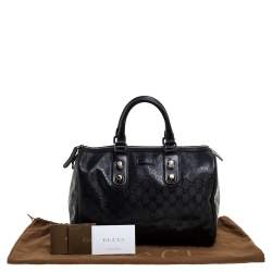 Pre Owned حقيبة غوتشي "جوي بوسطون" متوسطة كانفاس مطبوع جي جي أسود