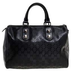 Pre Owned حقيبة غوتشي "جوي بوسطون" متوسطة كانفاس مطبوع جي جي أسود