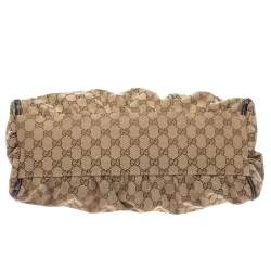 مملوكة مسبقًا Gucci Beige/Brown GG Canvas and Leather D Ring Hobo