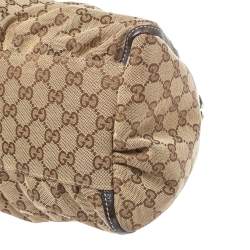 مملوكة مسبقًا Gucci Beige/Brown GG Canvas and Leather D Ring Hobo