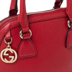 مملوكة مسبقًا Gucci Red Leather Small GG Charm Dome Satchel