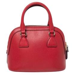 مملوكة مسبقًا Gucci Red Leather Small GG Charm Dome Satchel