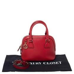 مملوكة مسبقًا Gucci Red Leather Small GG Charm Dome Satchel