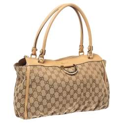 مملوكة مسبقًا حقيبة يد غوتشي "دي رينغ" جلد و كانفاس جي جي بيج