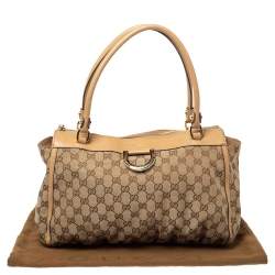 مملوكة مسبقًا حقيبة يد غوتشي "دي رينغ" جلد و كانفاس جي جي بيج