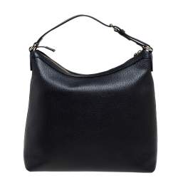 Pre Owned حقيبة هوبو غوتشي حلية جي جي جلد سوداء