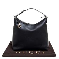 Pre Owned حقيبة هوبو غوتشي حلية جي جي جلد سوداء