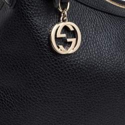 Pre Owned حقيبة هوبو غوتشي حلية جي جي جلد سوداء