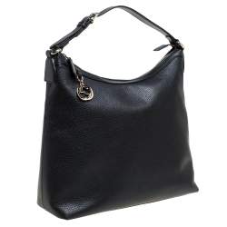 Pre Owned حقيبة هوبو غوتشي حلية جي جي جلد سوداء