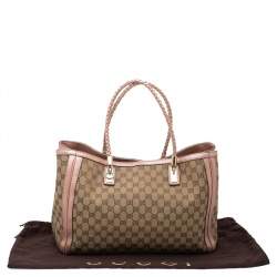 مملوكة مسبقًا Gucci Beige/Peach GG Canvas and Leather Bella Tote
