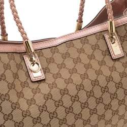 مملوكة مسبقًا Gucci Beige/Peach GG Canvas and Leather Bella Tote