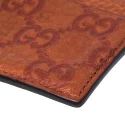Pre Owned Gucci Orange Guccissima Leather Card Holder