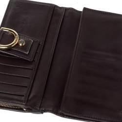 Pre Owned Gucci Brown Guccissima Abbey D Ring Continental Wallet