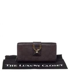 Pre Owned Gucci Brown Guccissima Abbey D Ring Continental Wallet