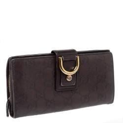 Pre Owned Gucci Brown Guccissima Abbey D Ring Continental Wallet