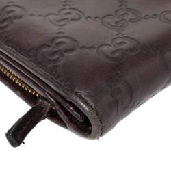 Pre Owned Gucci Brown Guccissima Abbey D Ring Continental Wallet