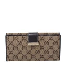 مملوكة مسبقًا Gucci Brown/Beige GG Canvas and Leather Continental Wallet
