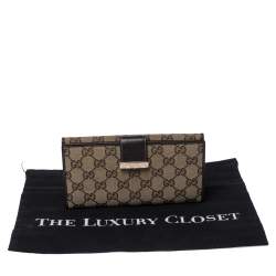 مملوكة مسبقًا Gucci Brown/Beige GG Canvas and Leather Continental Wallet