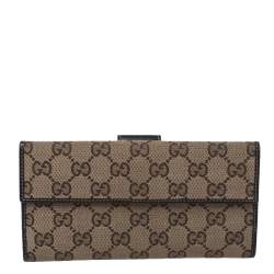 مملوكة مسبقًا Gucci Brown/Beige GG Canvas and Leather Continental Wallet