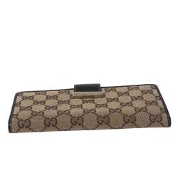 مملوكة مسبقًا Gucci Brown/Beige GG Canvas and Leather Continental Wallet