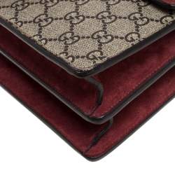 Pre Owned حقيبة كتف غوتشي طباعة زهور سوبر ميني ديونيسوس سوبريم جي جي بنية محمرة/ بيج