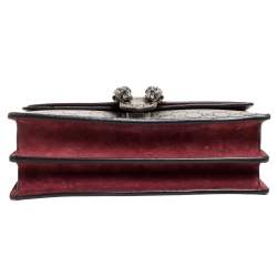 Pre Owned حقيبة كتف غوتشي طباعة زهور سوبر ميني ديونيسوس سوبريم جي جي بنية محمرة/ بيج