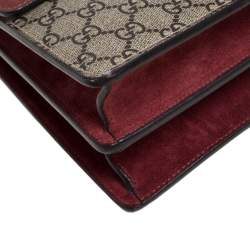 Pre Owned حقيبة كتف غوتشي طباعة زهور سوبر ميني ديونيسوس سوبريم جي جي بنية محمرة/ بيج