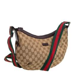 Pre Owned Gucci GG Canvas Medium Web Messenger Bag