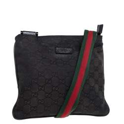 Gucci Black GG Canvas Small Vintage Web Messenger Bag