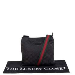 Gucci Black GG Canvas Small Vintage Web Messenger Bag