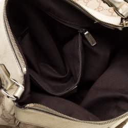 Pre Owned حقيبة هوبو غوتشي "دي رينغ" جلد و كانفاس جي جي ذهبي و بيج