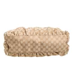 Pre Owned حقيبة هوبو غوتشي "دي رينغ" جلد و كانفاس جي جي ذهبي و بيج