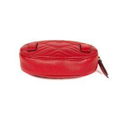 Pre Owned Gucci Red Leather GG Marmont Belt Bag