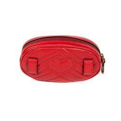 Pre Owned Gucci Red Leather GG Marmont Belt Bag