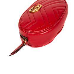 Pre Owned Gucci Red Leather GG Marmont Belt Bag