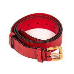 Pre Owned Gucci Red Leather GG Marmont Belt Bag