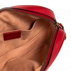 Pre Owned Gucci Red Leather GG Marmont Belt Bag