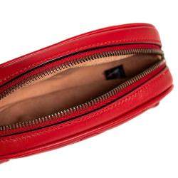 Pre Owned Gucci Red Leather GG Marmont Belt Bag